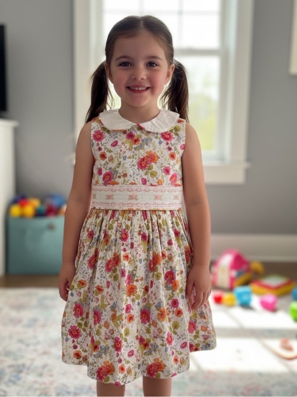 NWT Bonnie Jean Floral Smocked Dress Girls 5